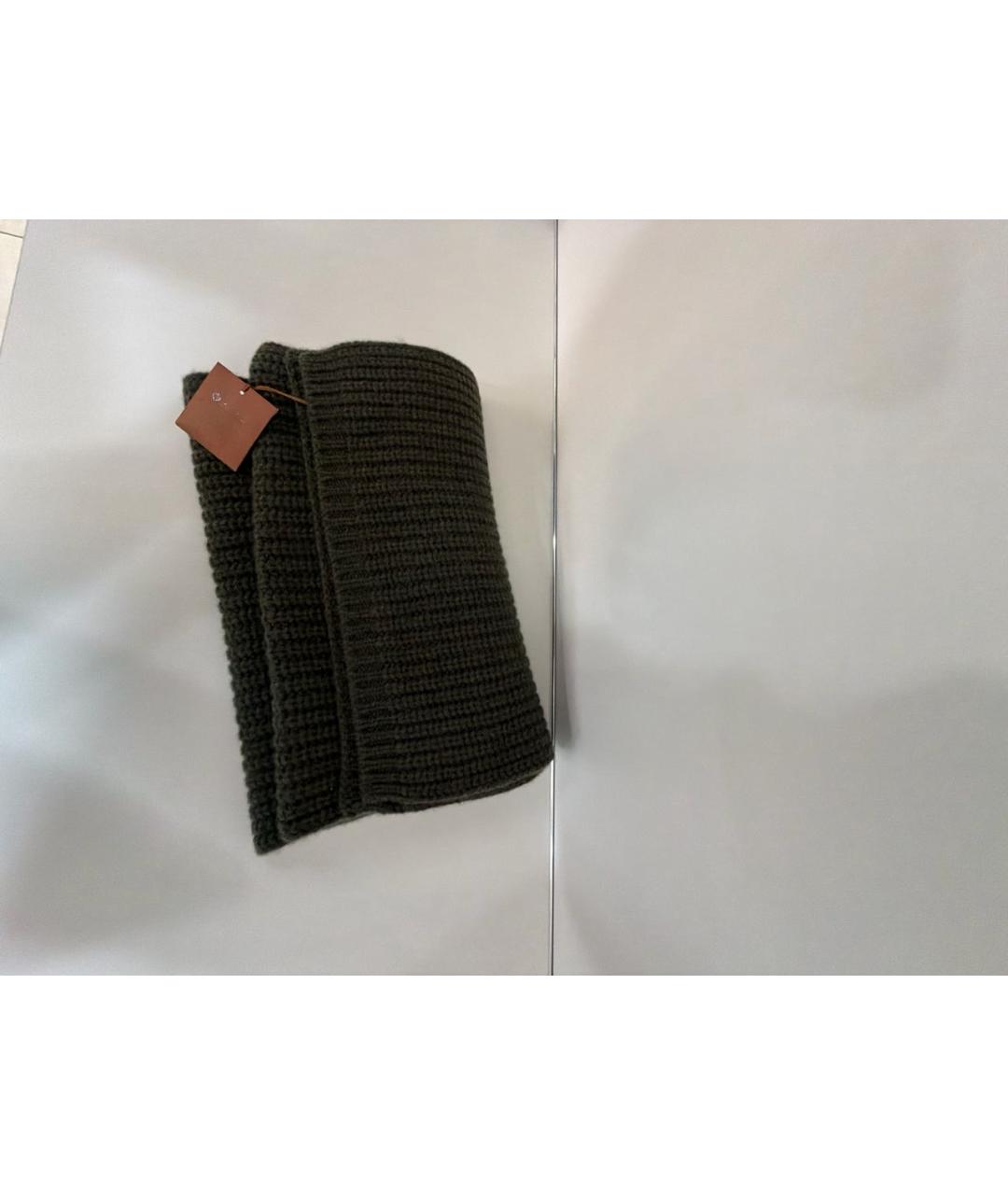 LORO PIANA Хаки кашемировый шарф, фото 4