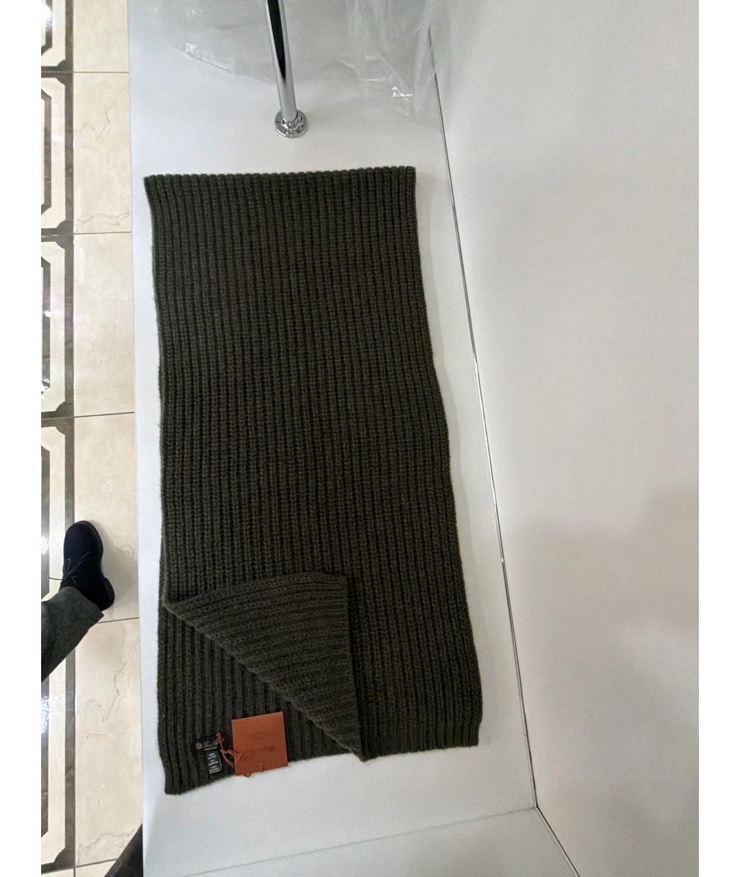 LORO PIANA Хаки кашемировый шарф, фото 5