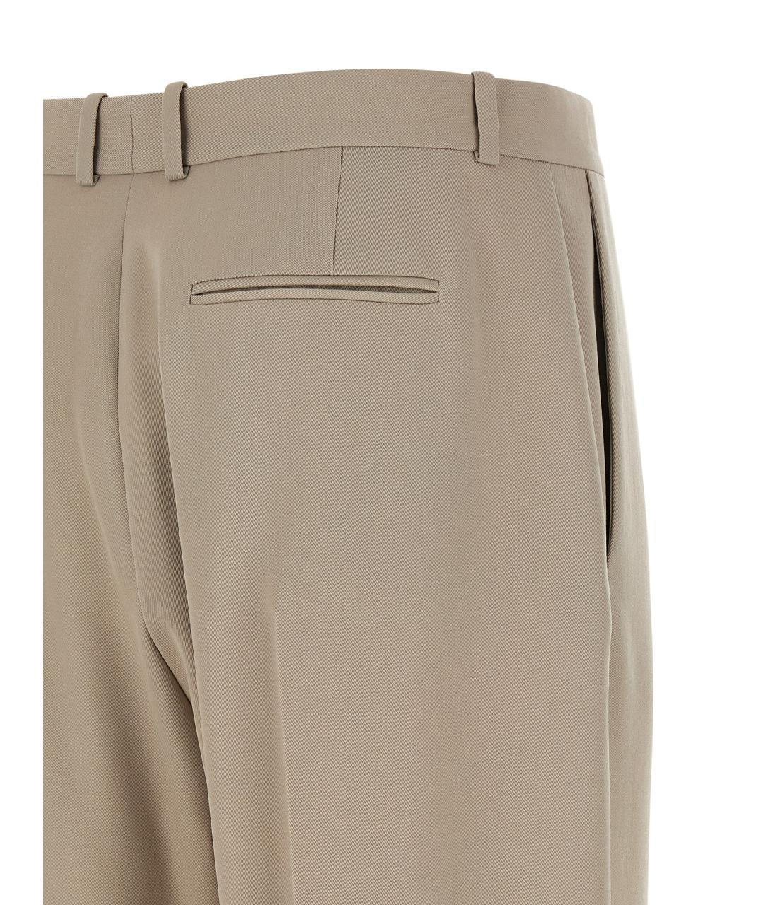 THE ROW Бежевые шерстяные прямые брюки, фото 4