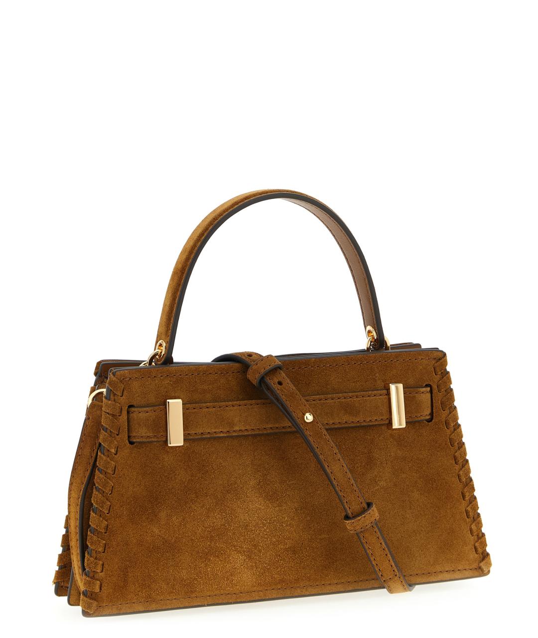 TORY BURCH Коричневая кожаная сумка с короткими ручками, фото 2