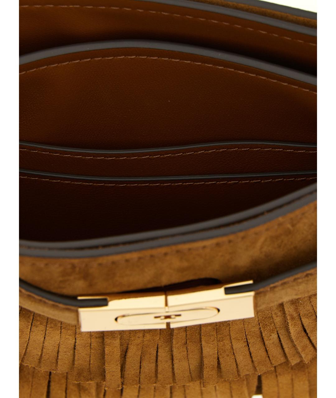 TORY BURCH Коричневая кожаная сумка с короткими ручками, фото 4