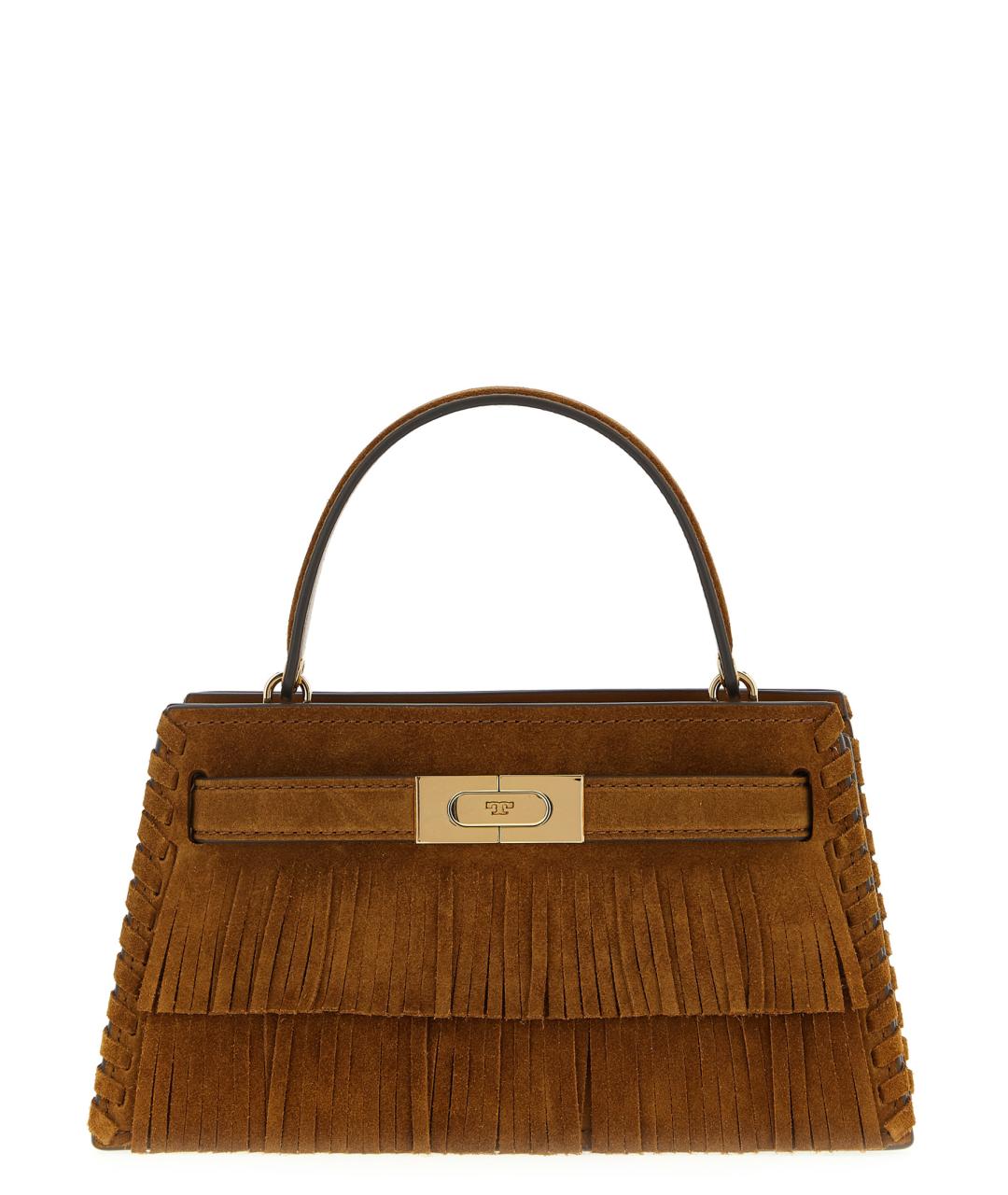 TORY BURCH Коричневая кожаная сумка с короткими ручками, фото 1