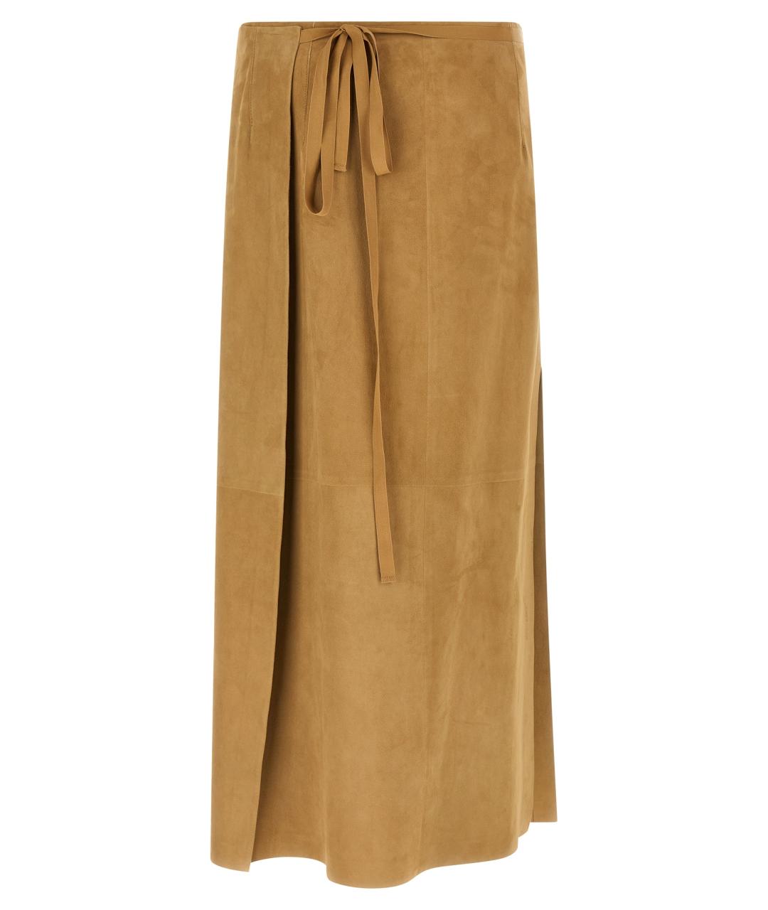 THE ROW Бежевая замшевая юбка миди, фото 2
