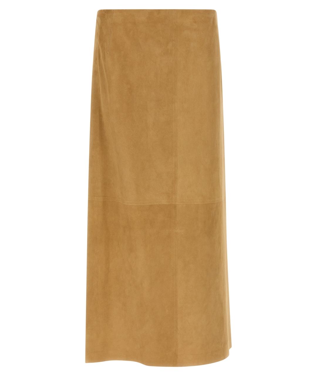 THE ROW Бежевая замшевая юбка миди, фото 1