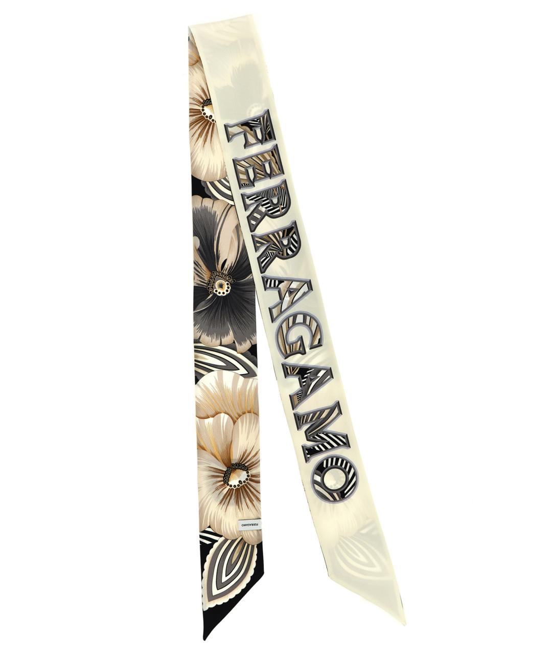 FERRAGAMO Белый шелковый шарф, фото 1