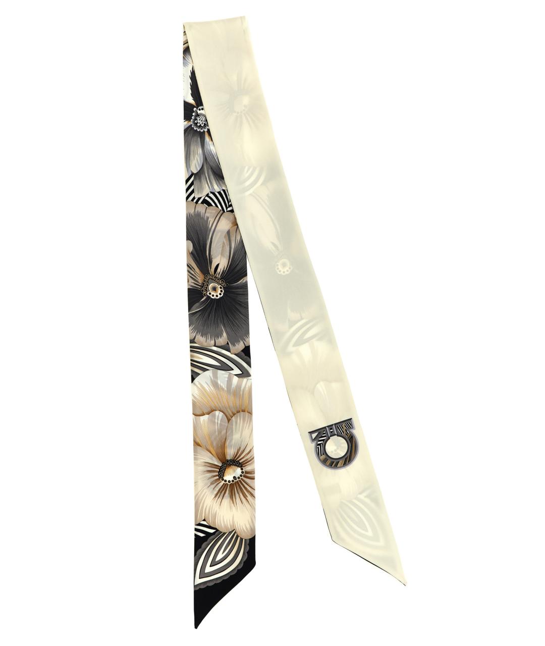 FERRAGAMO Белый шелковый шарф, фото 2