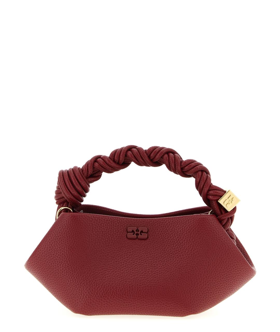 GANNI Красная кожаная сумка с короткими ручками, фото 1