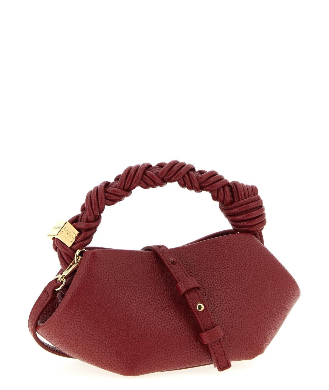 GANNI Красная кожаная сумка с короткими ручками, фото 2