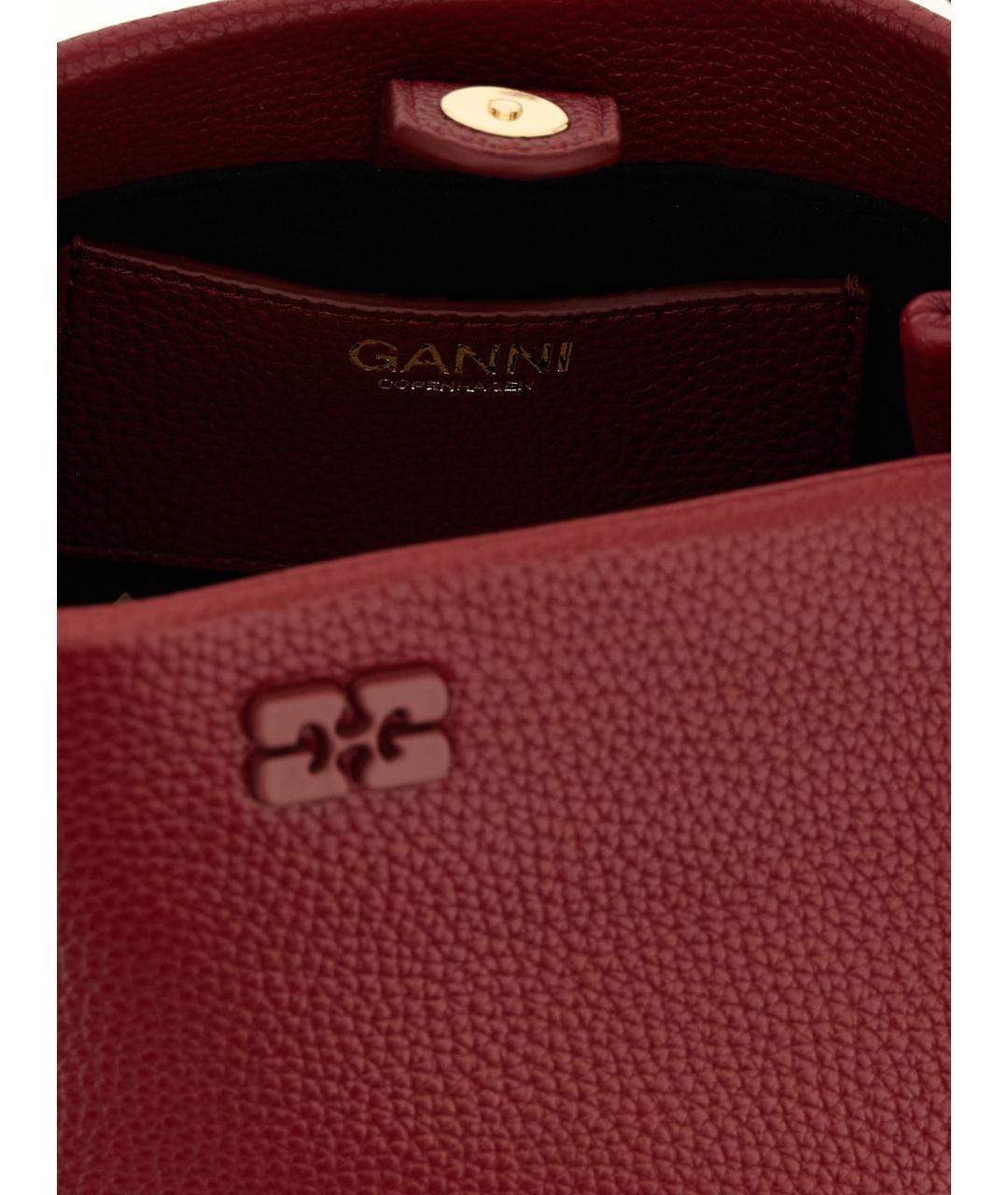 GANNI Красная кожаная сумка с короткими ручками, фото 4