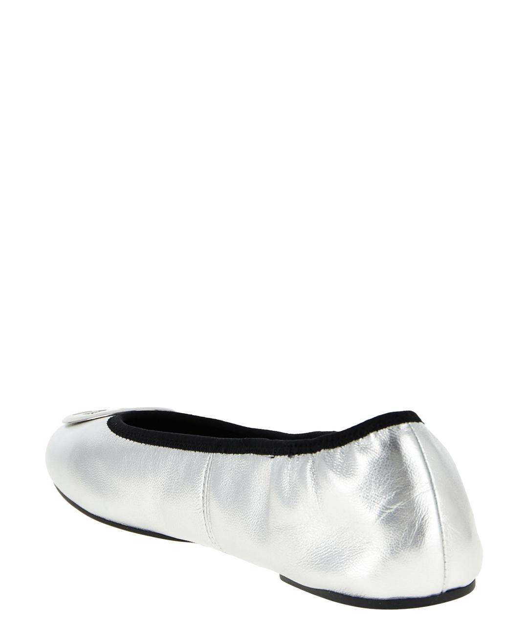 TORY BURCH Серебряные кожаные балетки, фото 3