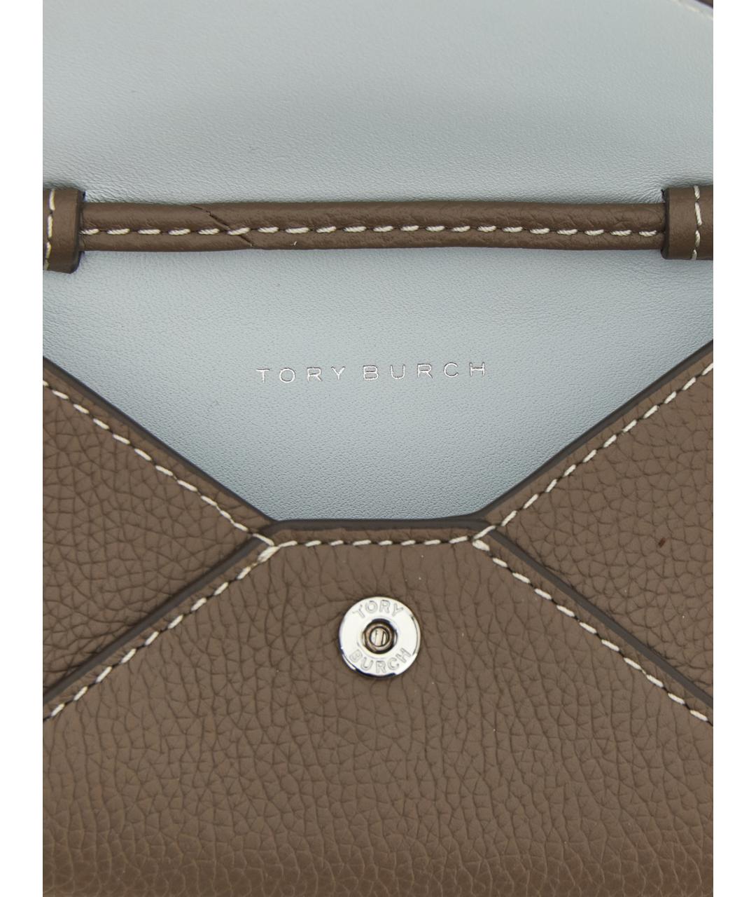 TORY BURCH Коричневый кожаный кардхолдер, фото 3