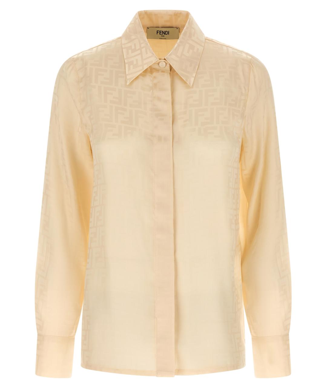 FENDI Бежевая шелковая рубашка, фото 1