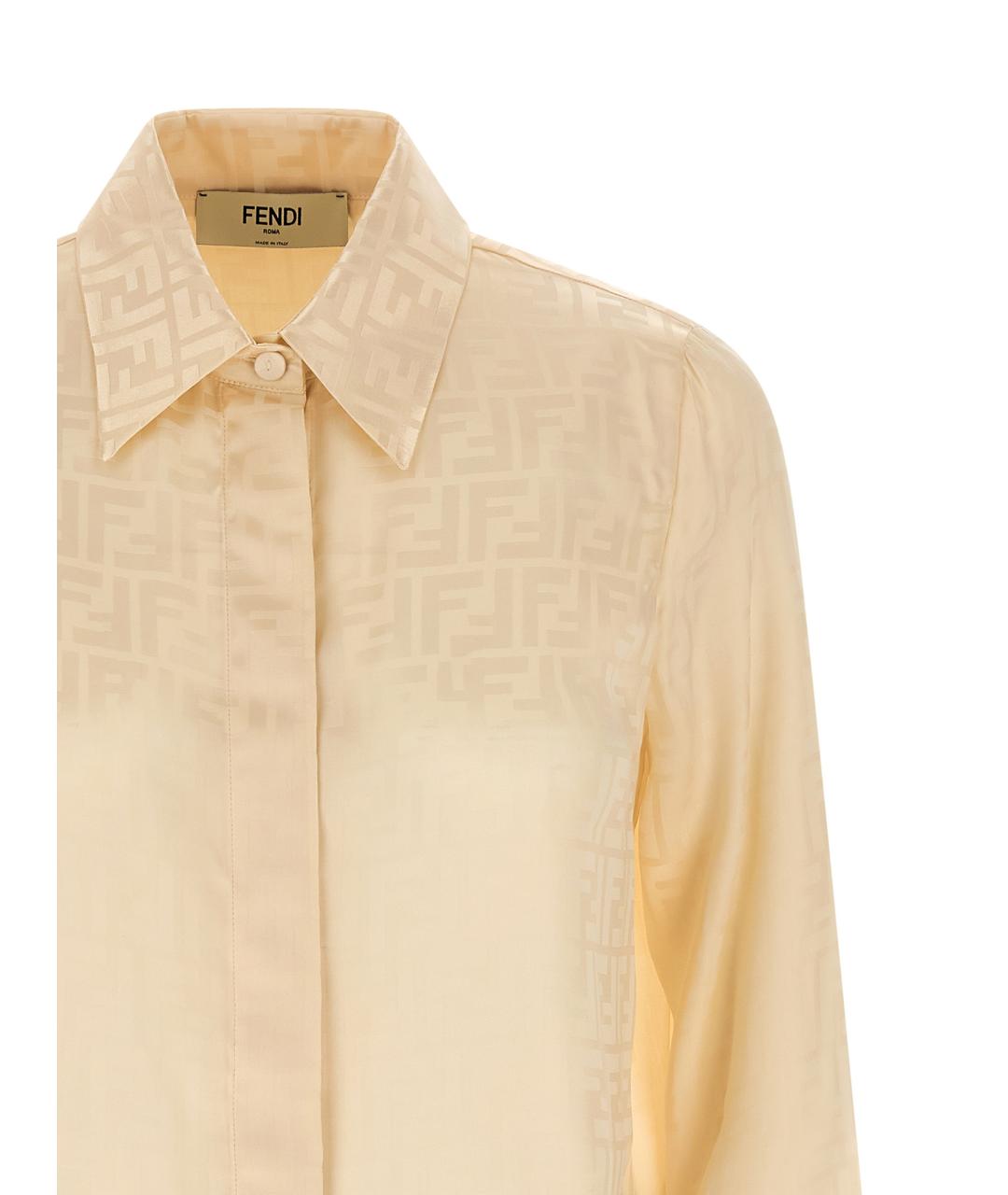 FENDI Бежевая шелковая рубашка, фото 3