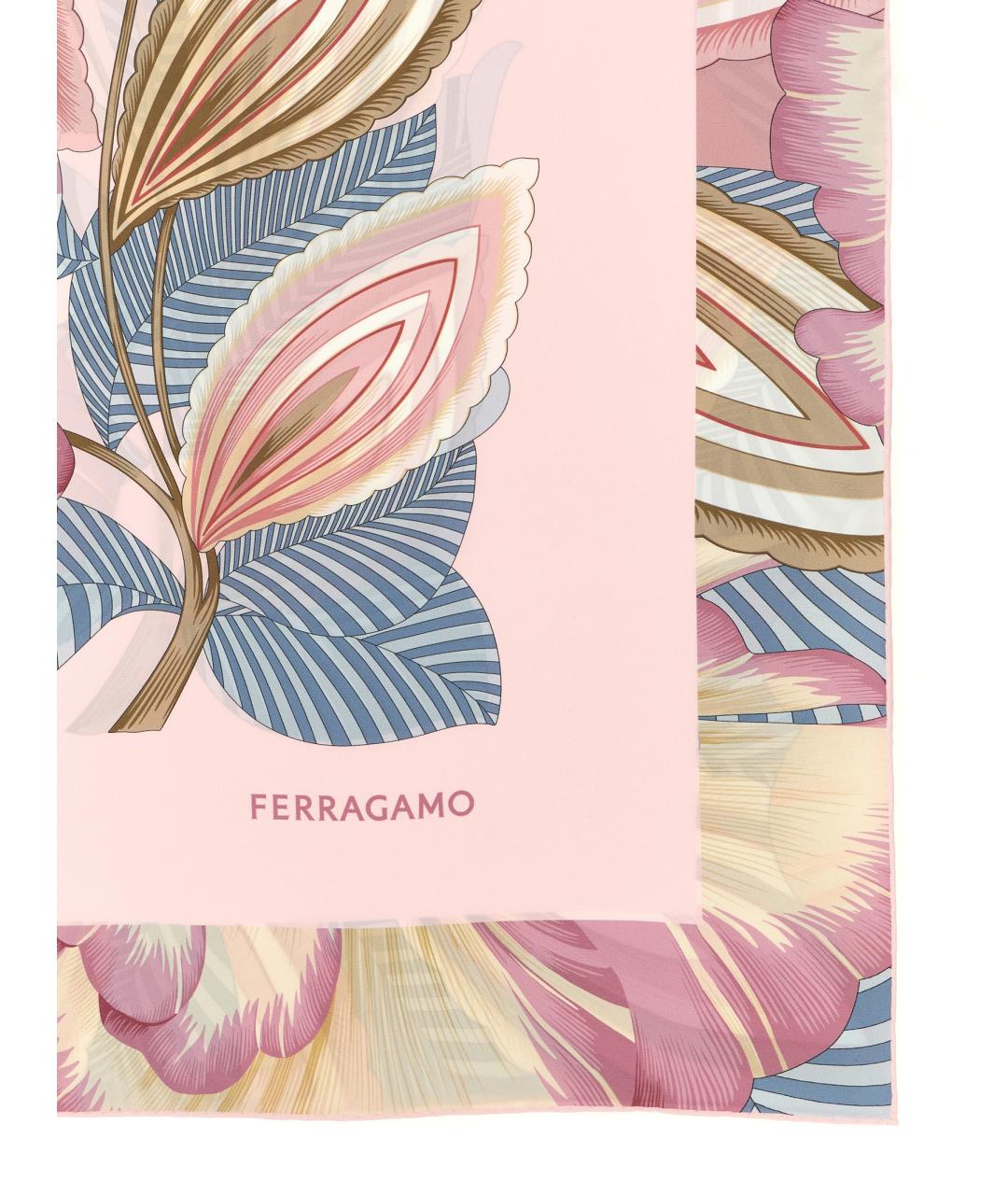 FERRAGAMO Розовый шелковый шарф, фото 2