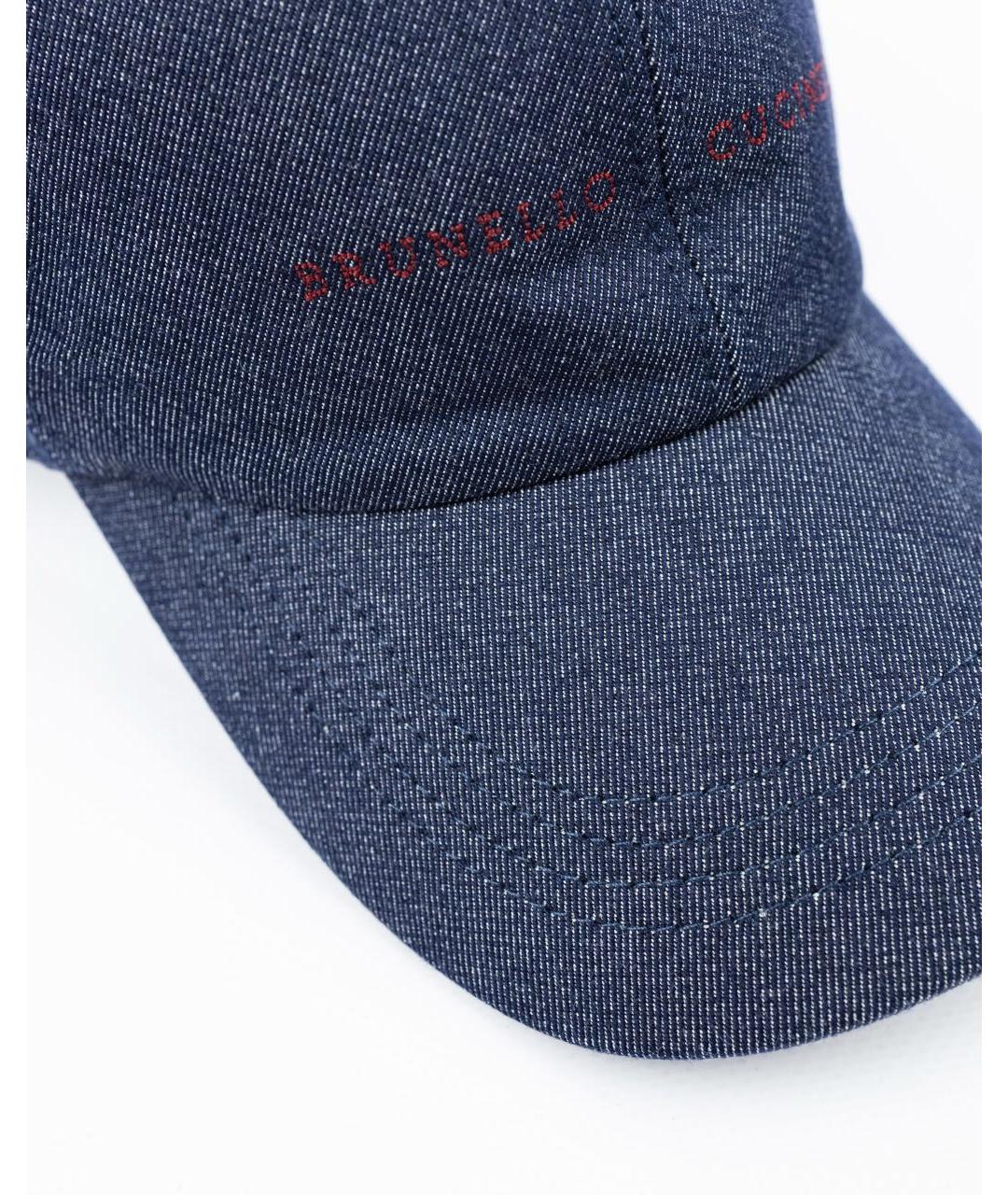 BRUNELLO CUCINELLI Темно-синяя хлопковая кепка/бейсболка, фото 4