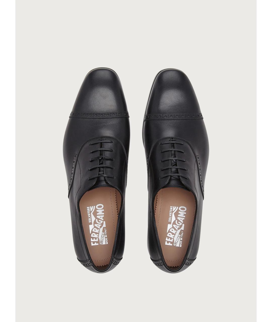 FERRAGAMO Черные кожаные низкие ботинки, фото 2