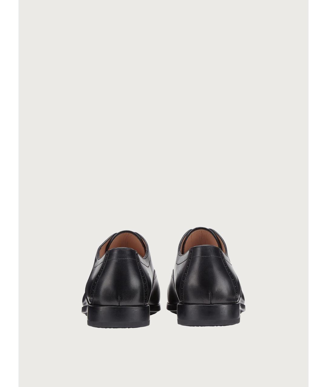 FERRAGAMO Черные кожаные низкие ботинки, фото 3