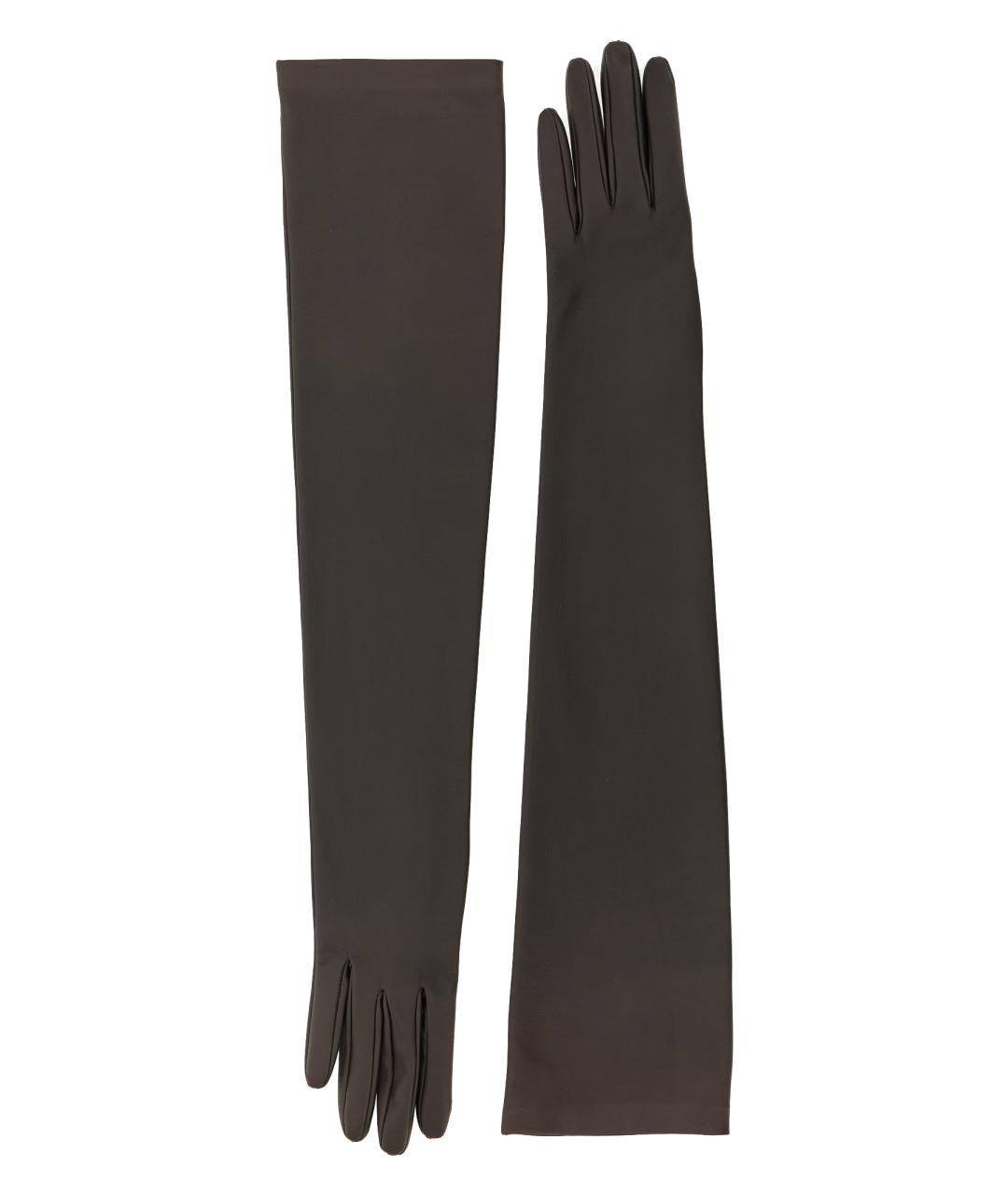 THE ROW Коричневые кожаные перчатки, фото 1