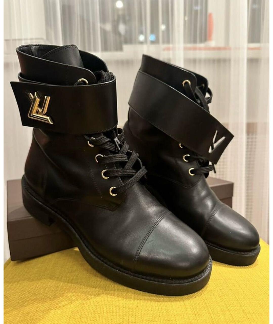 LOUIS VUITTON Черные кожаные ботинки, фото 2