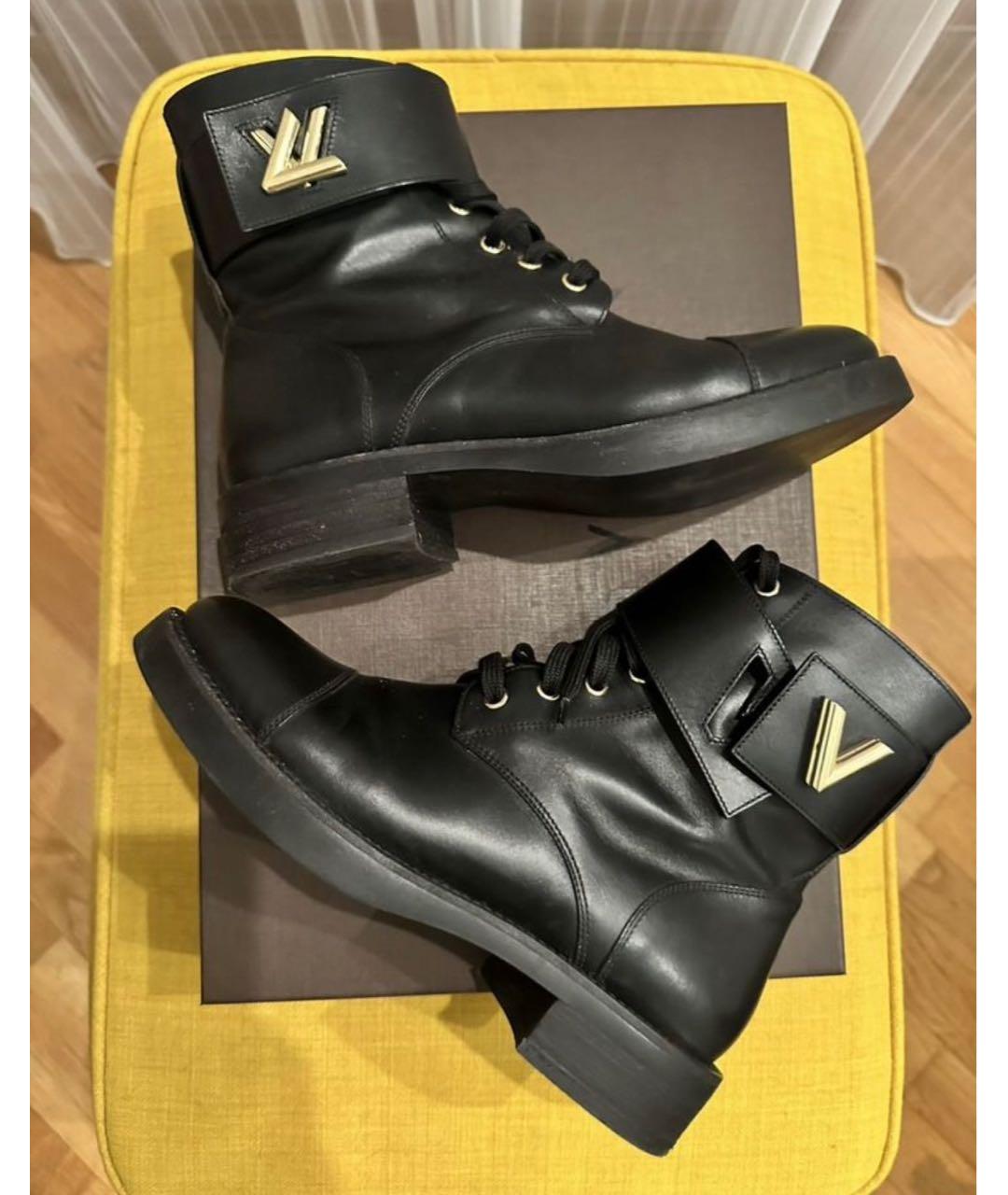 LOUIS VUITTON Черные кожаные ботинки, фото 5