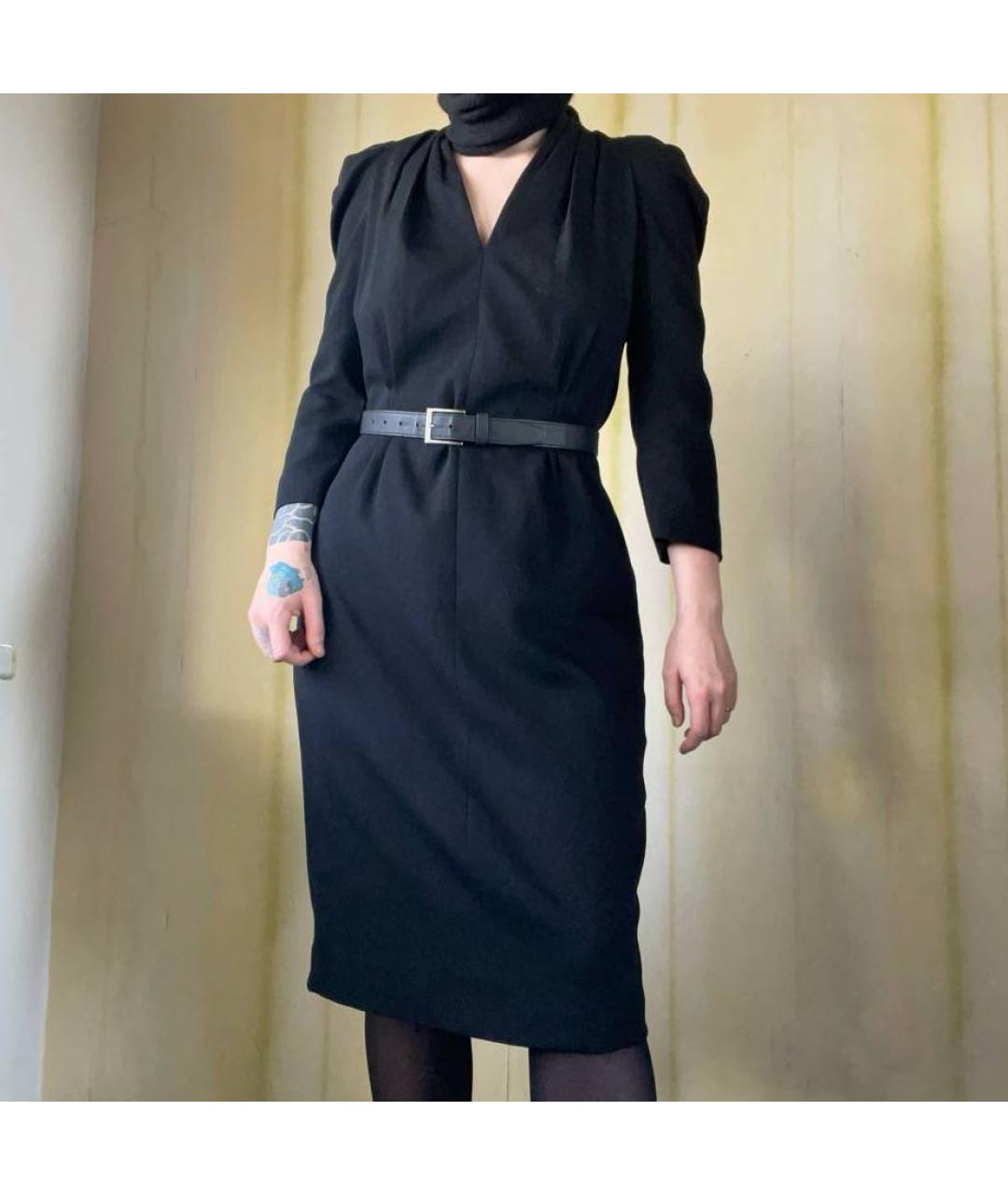 ALEXANDER MCQUEEN Черное шерстяное вечернее платье, фото 7