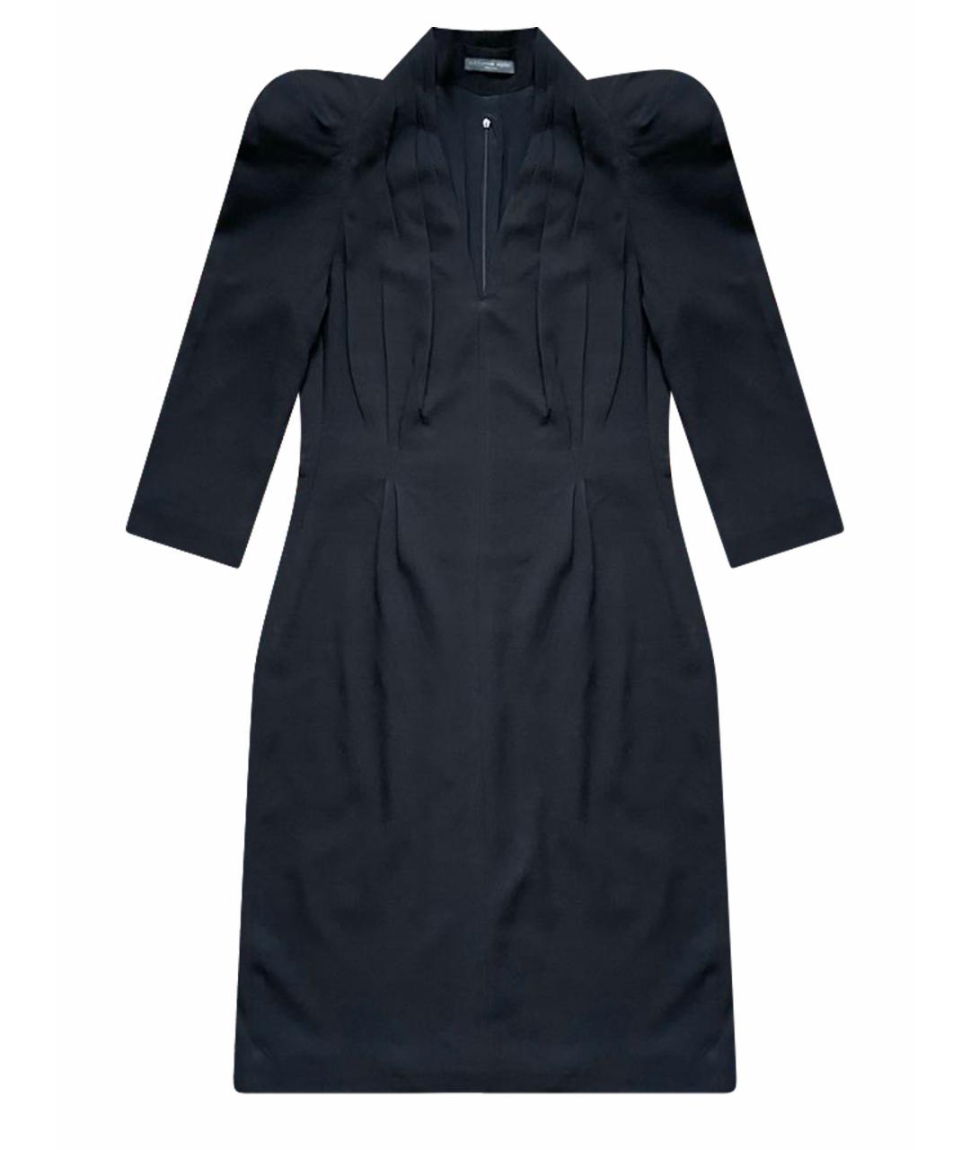 ALEXANDER MCQUEEN Черное шерстяное вечернее платье, фото 1