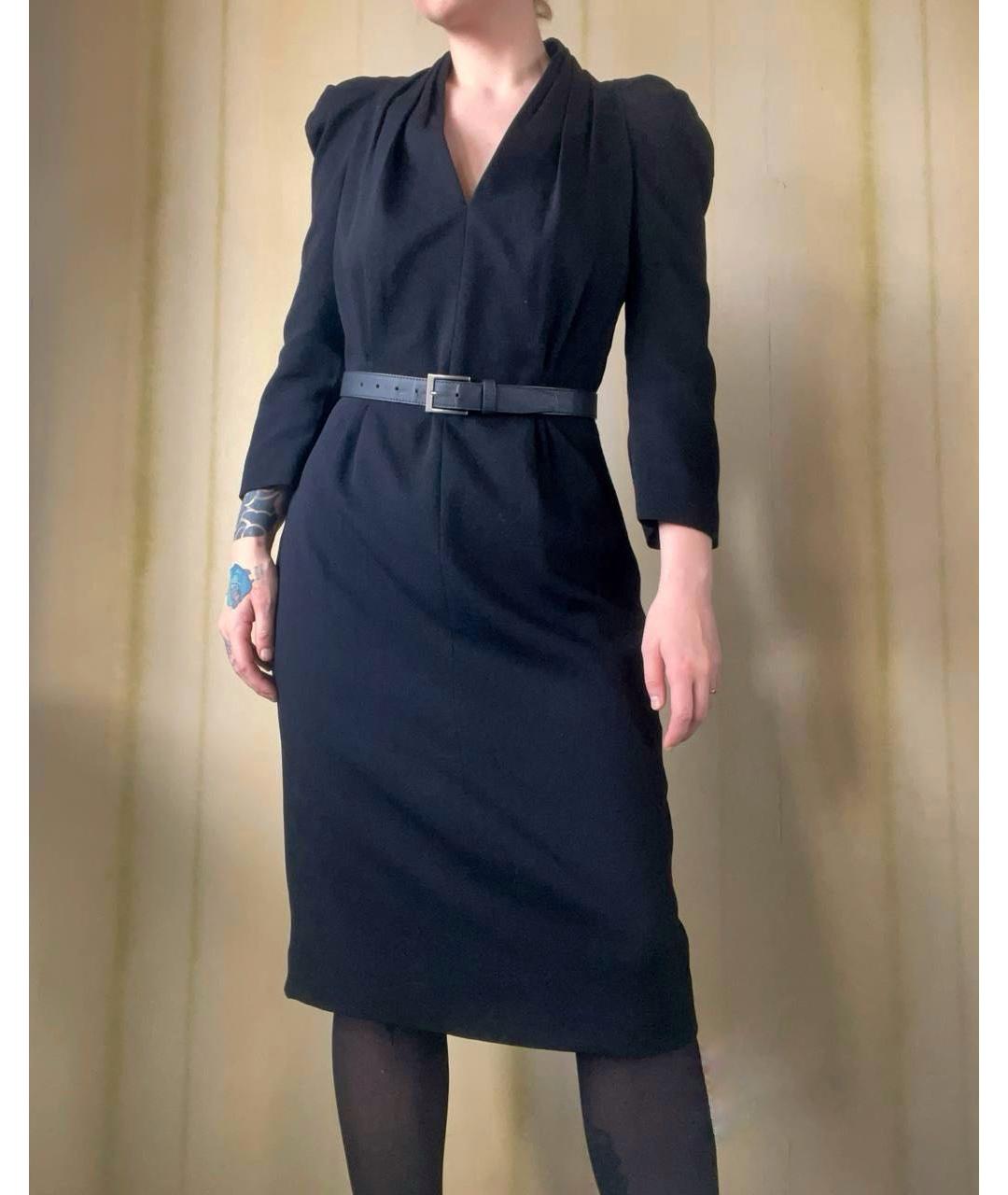 ALEXANDER MCQUEEN Черное шерстяное вечернее платье, фото 3