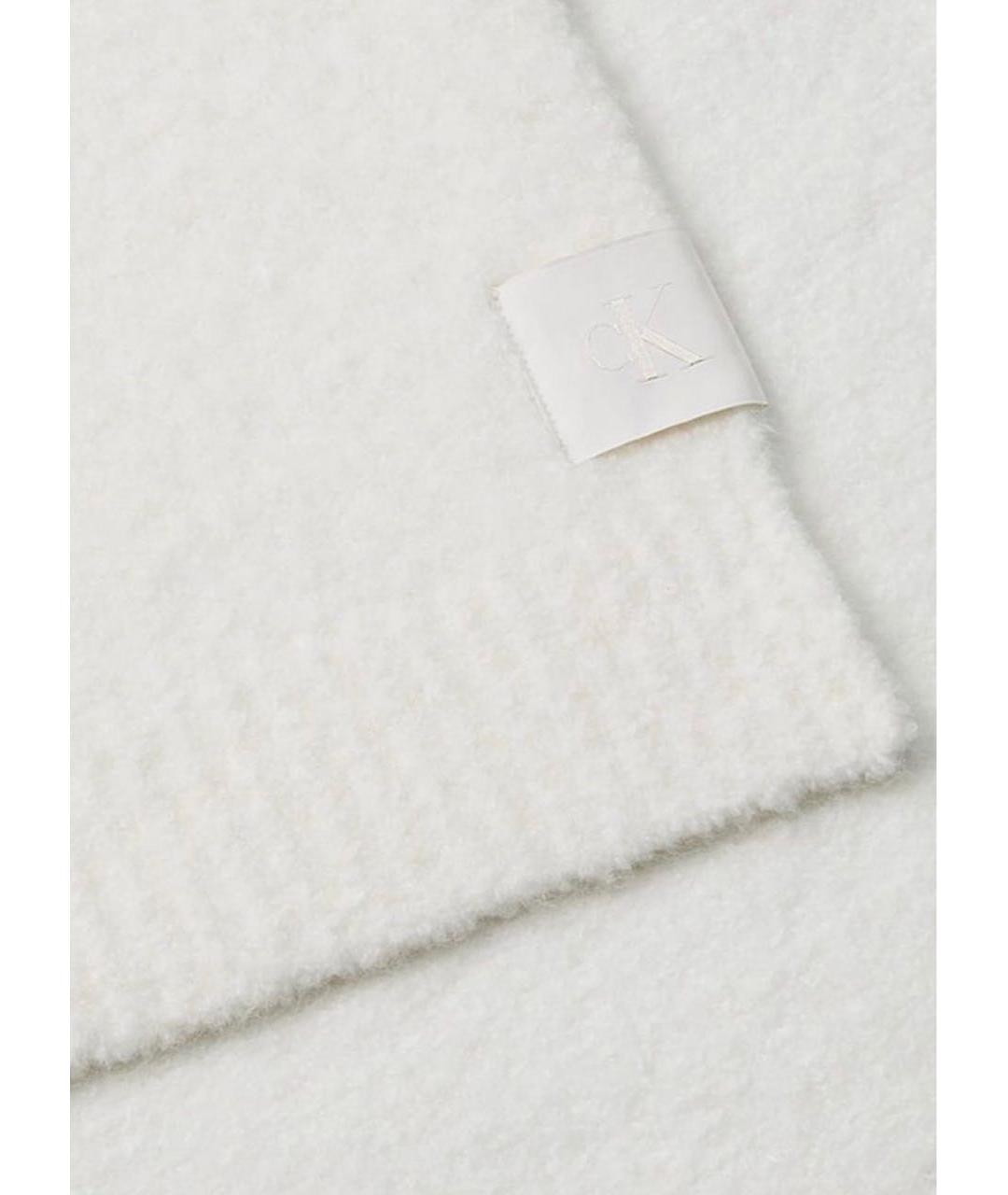 CALVIN KLEIN Белый шерстяной шарф, фото 3