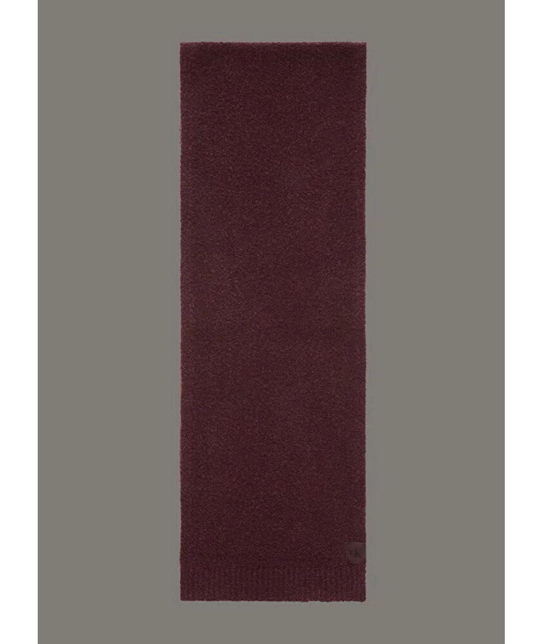 CALVIN KLEIN Бордовый шерстяной шарф, фото 3