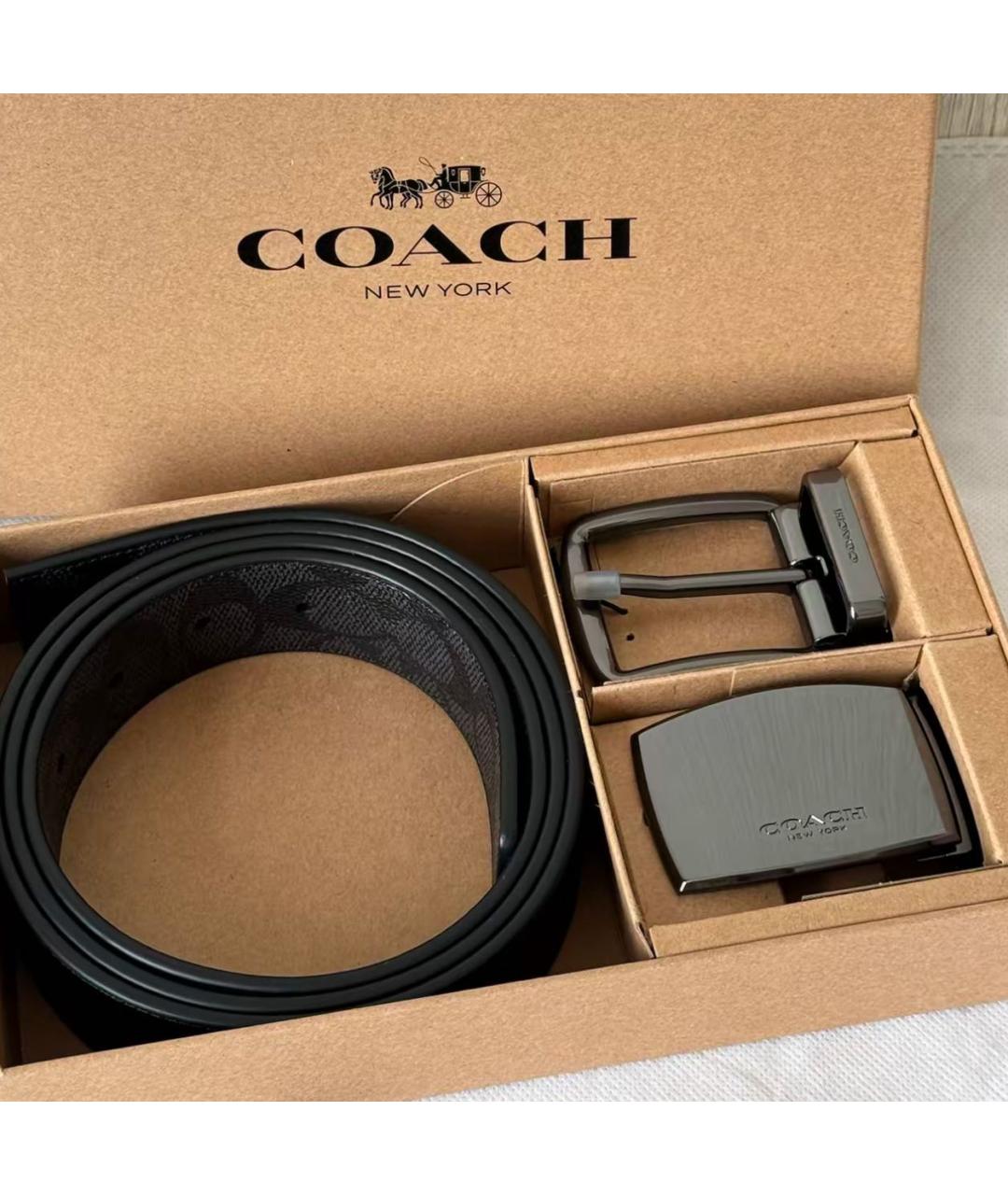 COACH Черный кожаный ремень, фото 6