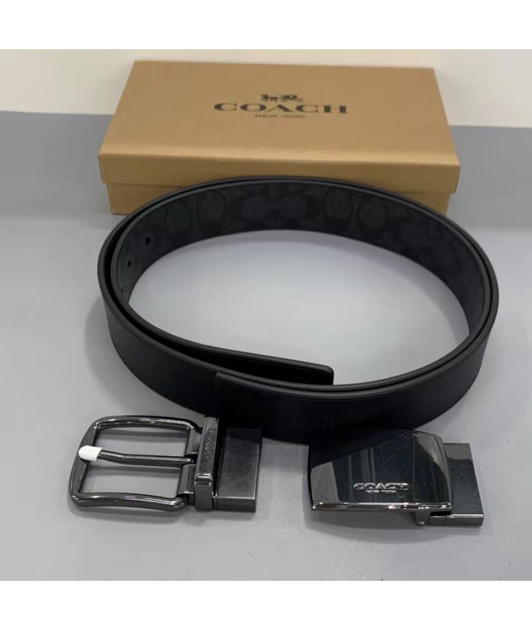 COACH Черный кожаный ремень, фото 7