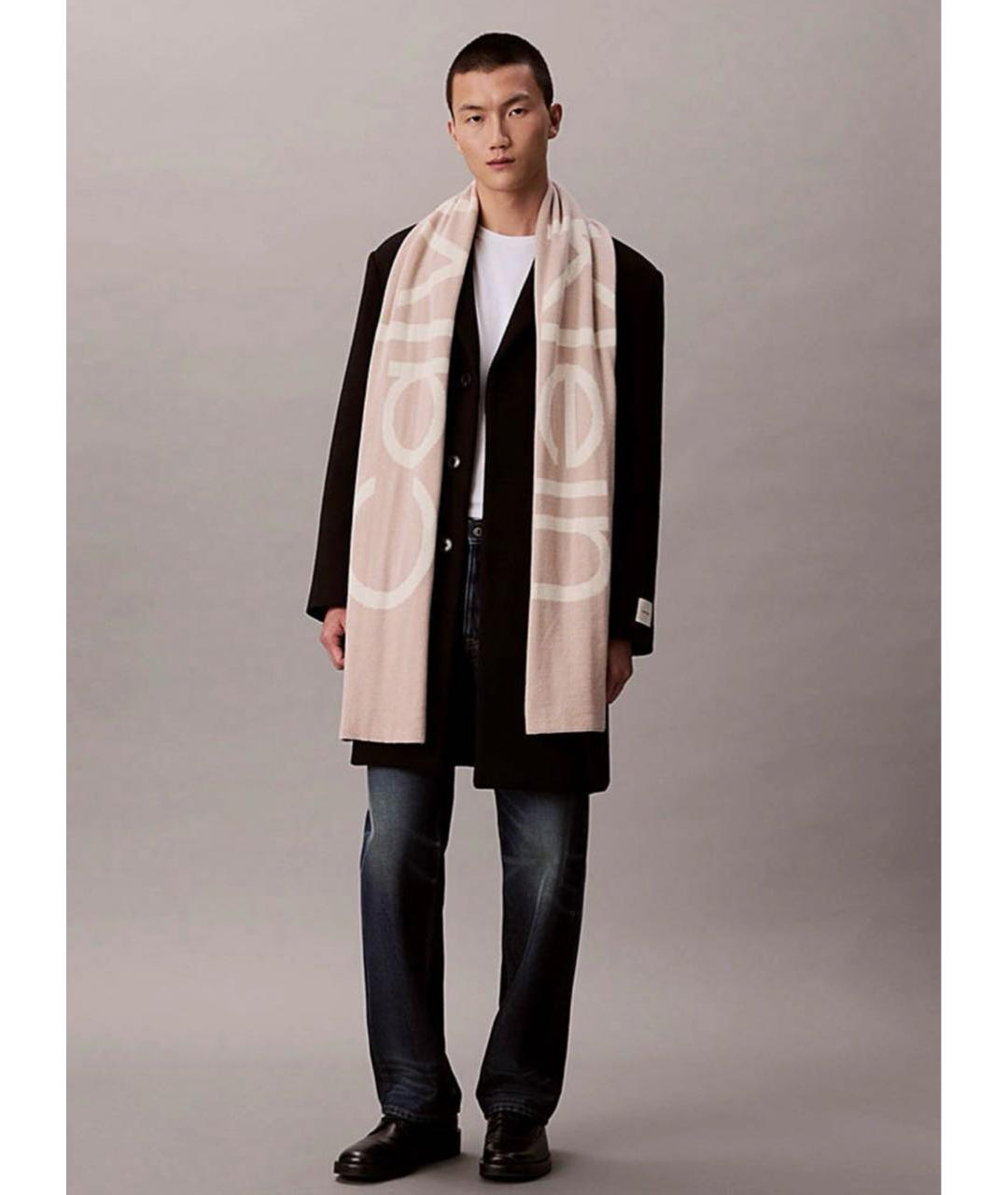 CALVIN KLEIN Бежевый кашемировый шарф, фото 4