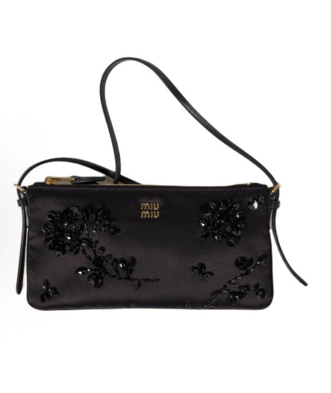MIU MIU Черная шелковая сумка через плечо, фото 7
