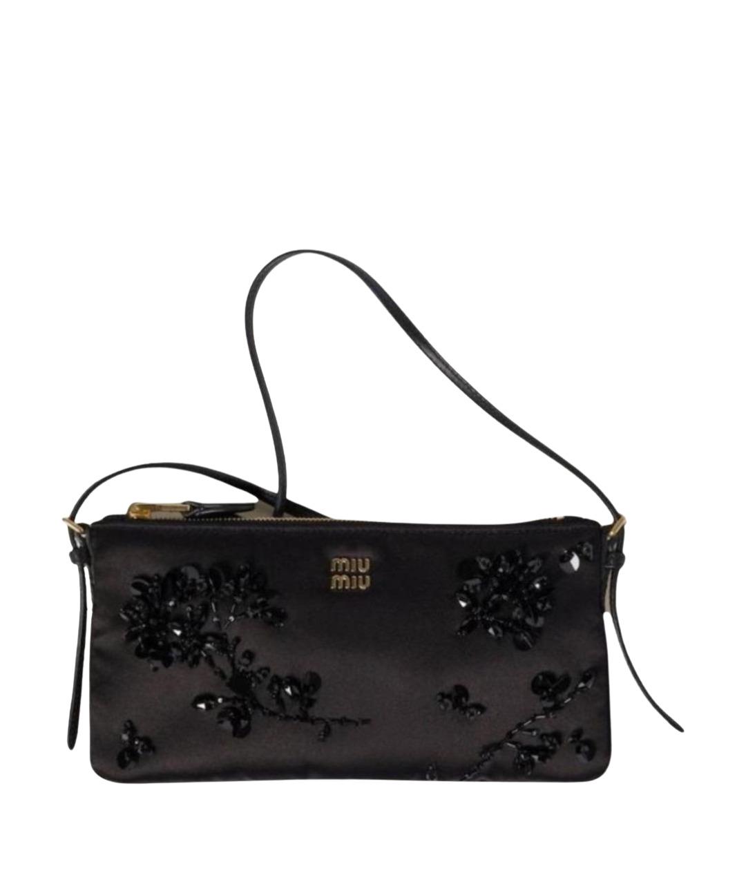 MIU MIU Черная шелковая сумка через плечо, фото 1