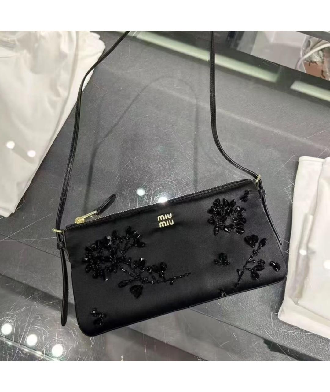 MIU MIU Черная шелковая сумка через плечо, фото 6