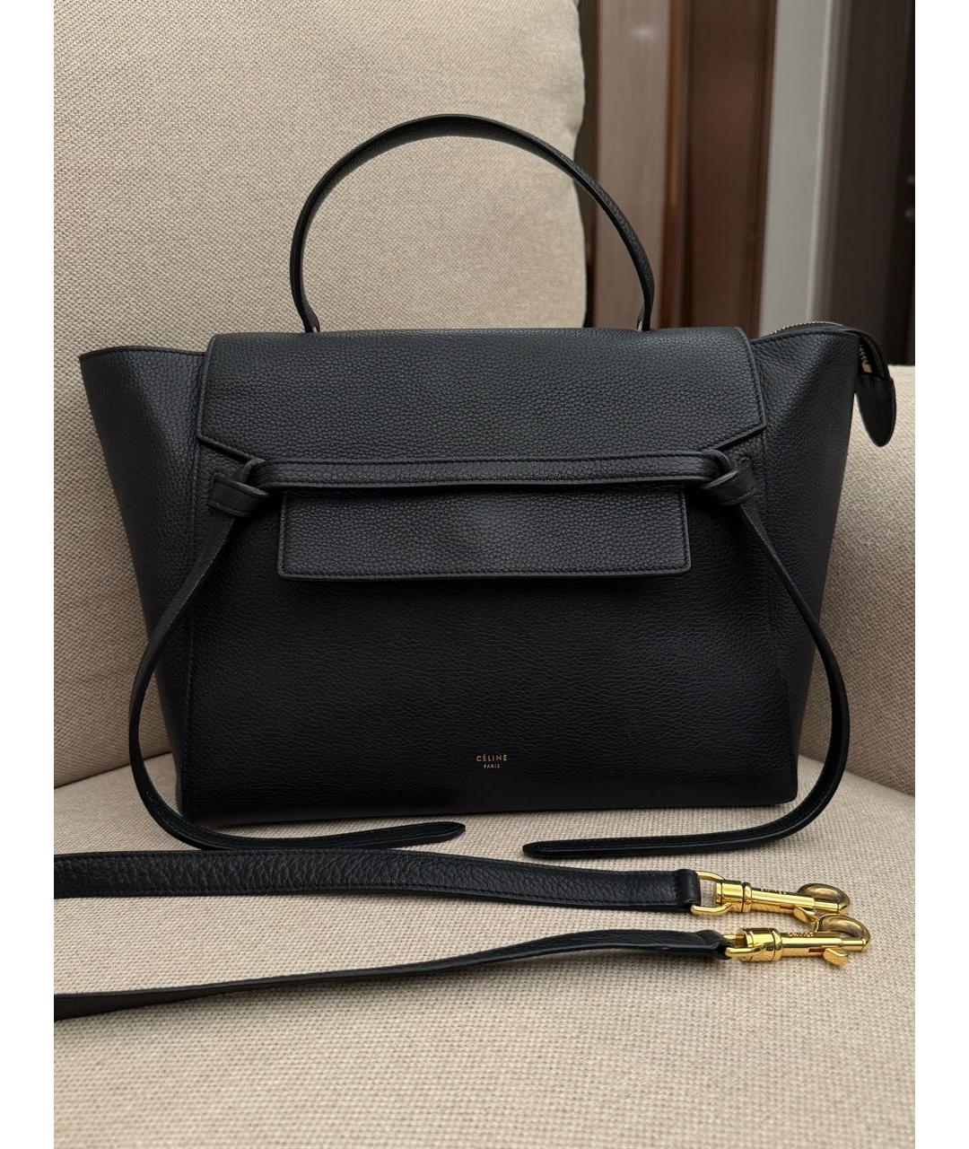 CELINE Черная кожаная сумка с короткими ручками, фото 2