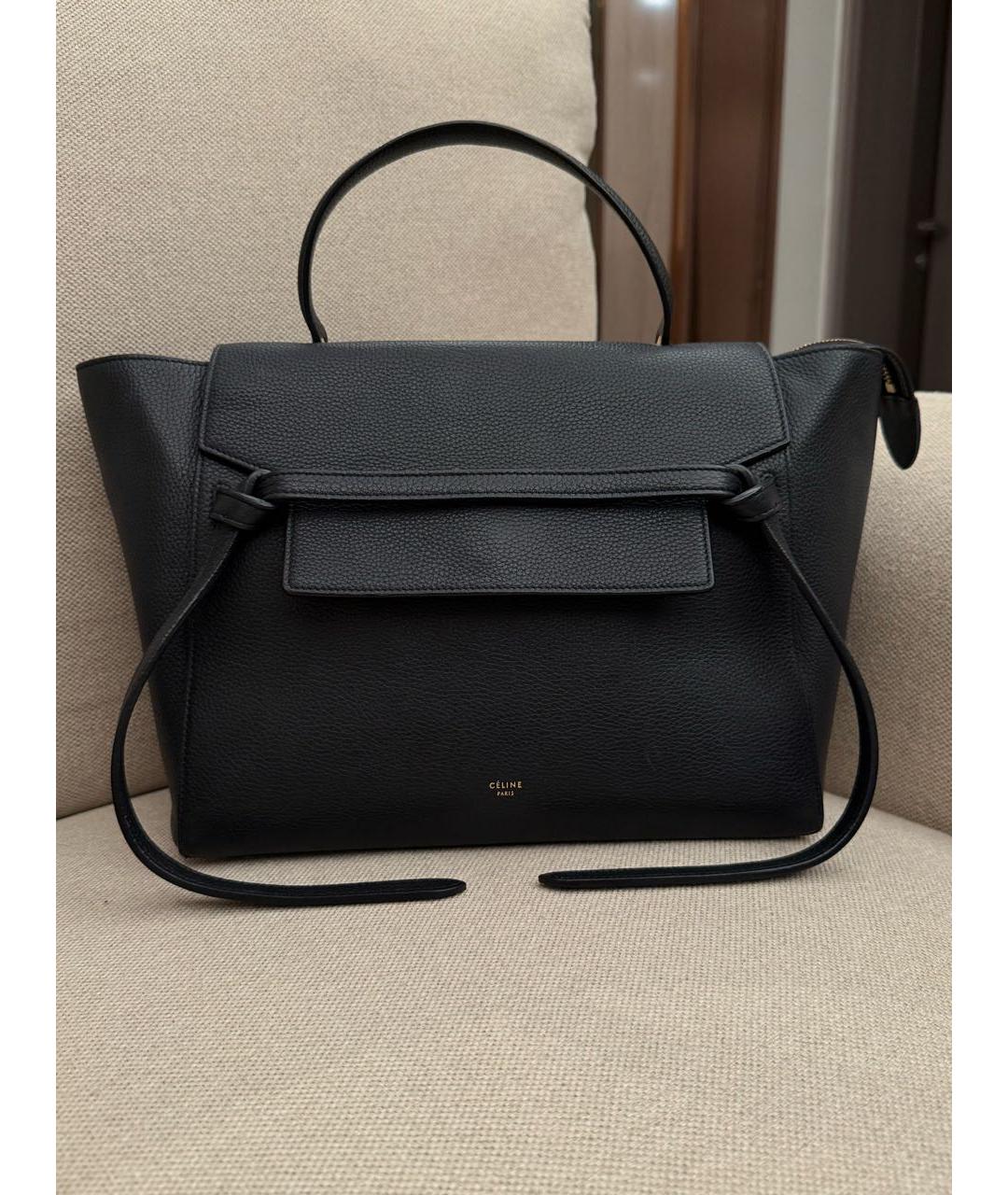 CELINE Черная кожаная сумка с короткими ручками, фото 3