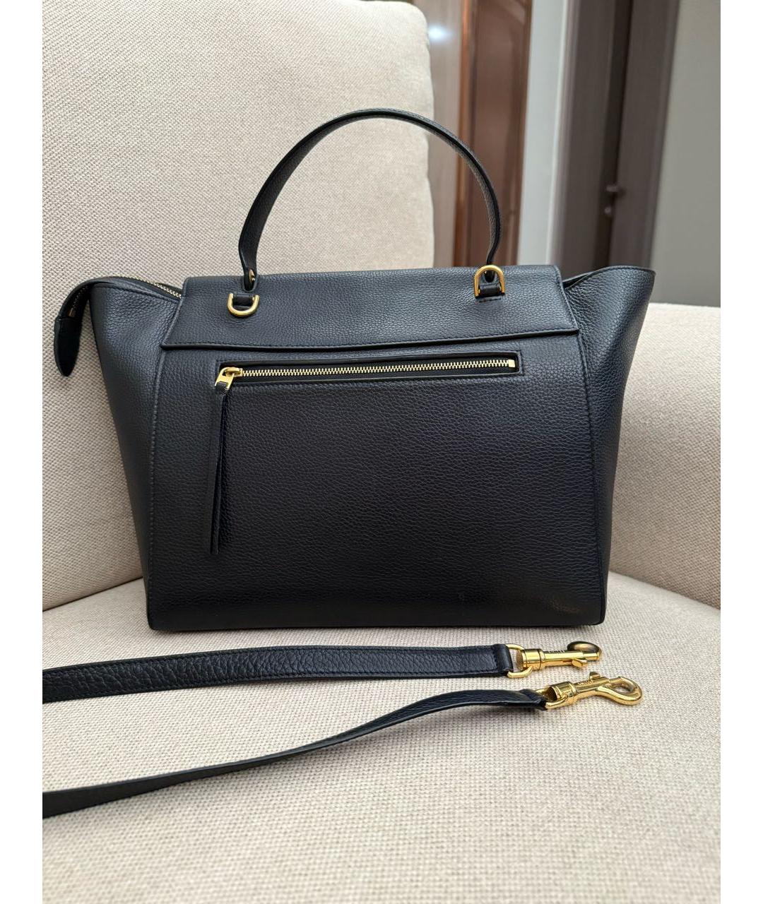 CELINE Черная кожаная сумка с короткими ручками, фото 4