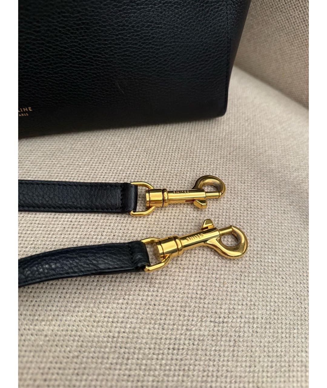 CELINE Черная кожаная сумка с короткими ручками, фото 5