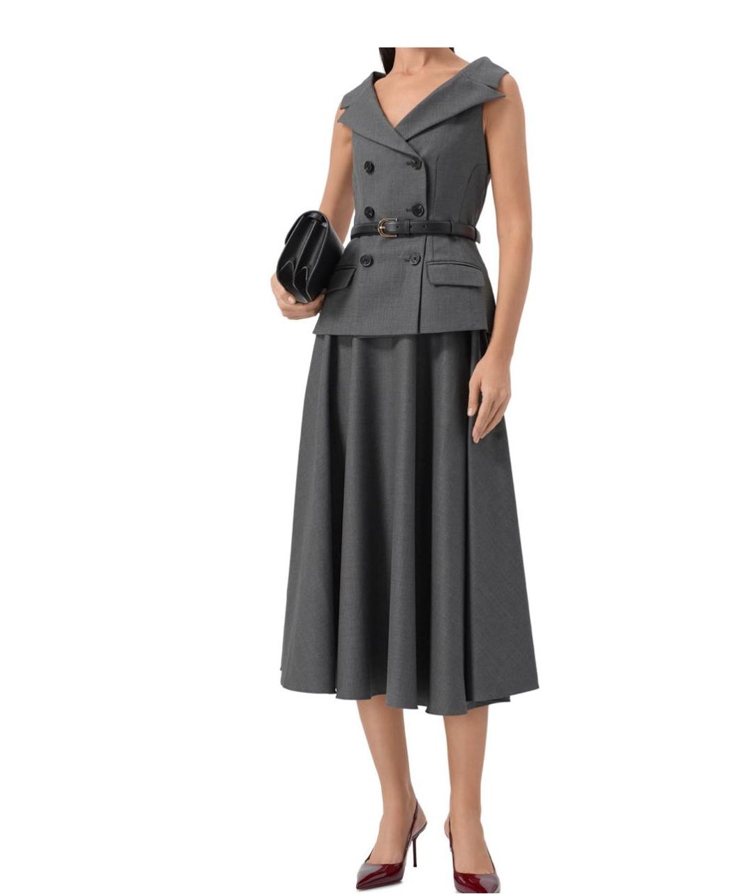 SELF-PORTRAIT Антрацитовое шерстяное коктейльное платье, фото 2