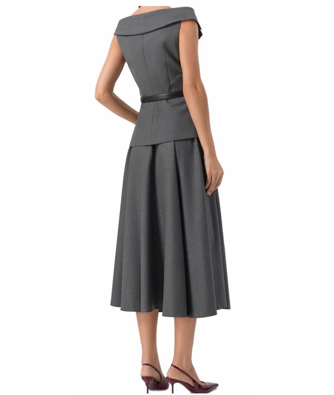 SELF-PORTRAIT Антрацитовое шерстяное коктейльное платье, фото 3