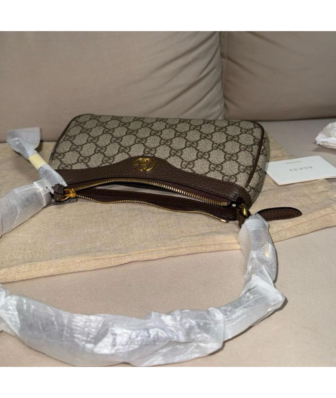 GUCCI Коричневая кожаная сумка с короткими ручками, фото 4
