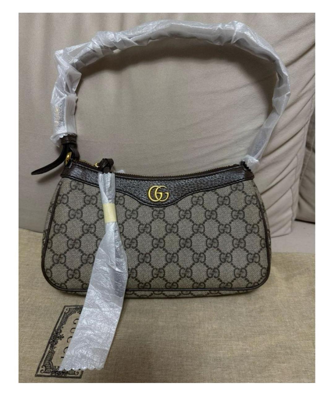 GUCCI Коричневая кожаная сумка с короткими ручками, фото 2