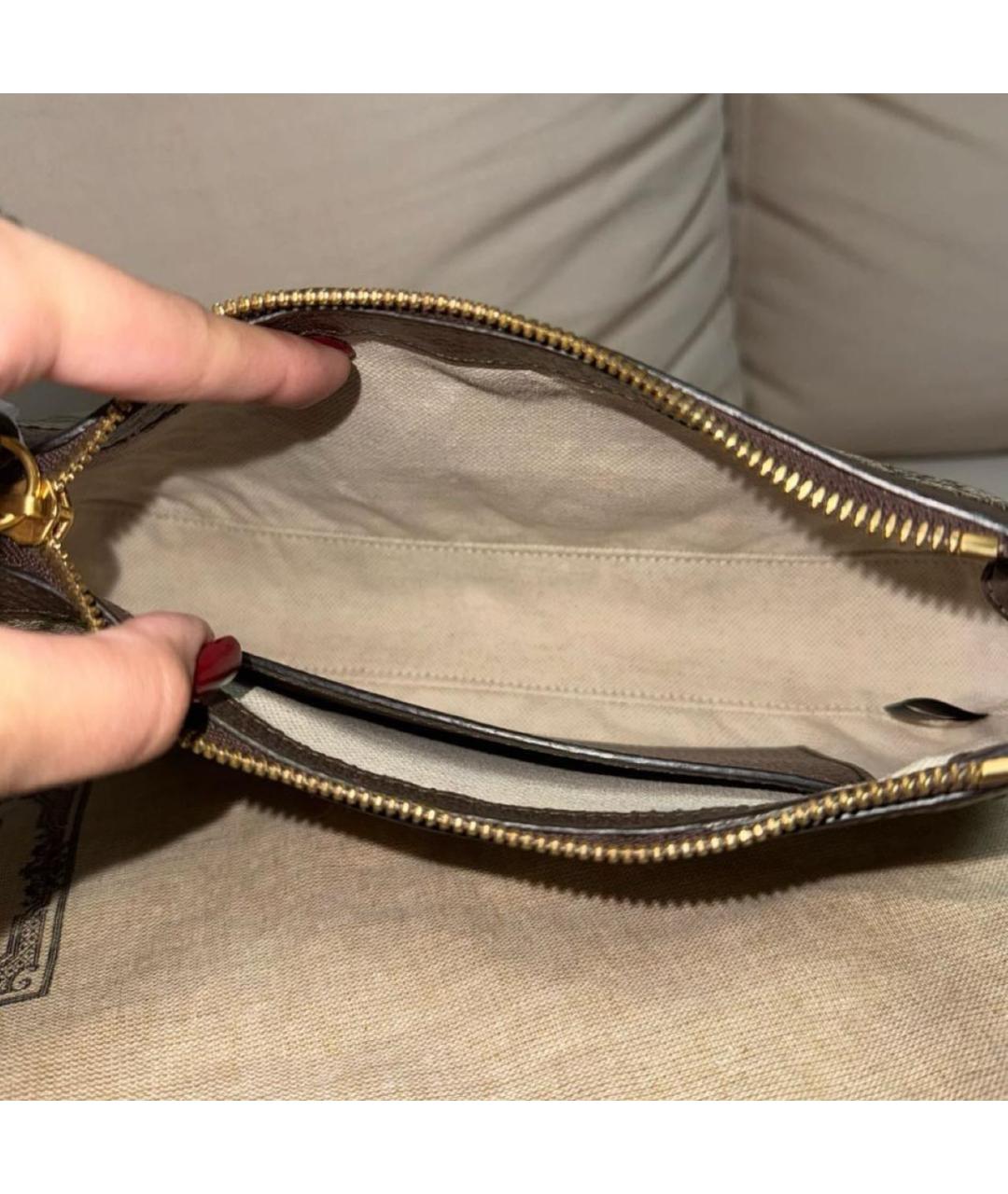 GUCCI Коричневая кожаная сумка с короткими ручками, фото 5