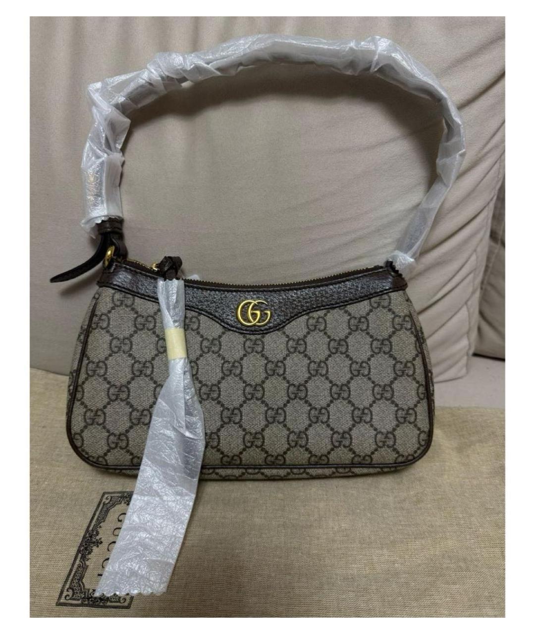 GUCCI Коричневая кожаная сумка через плечо, фото 2