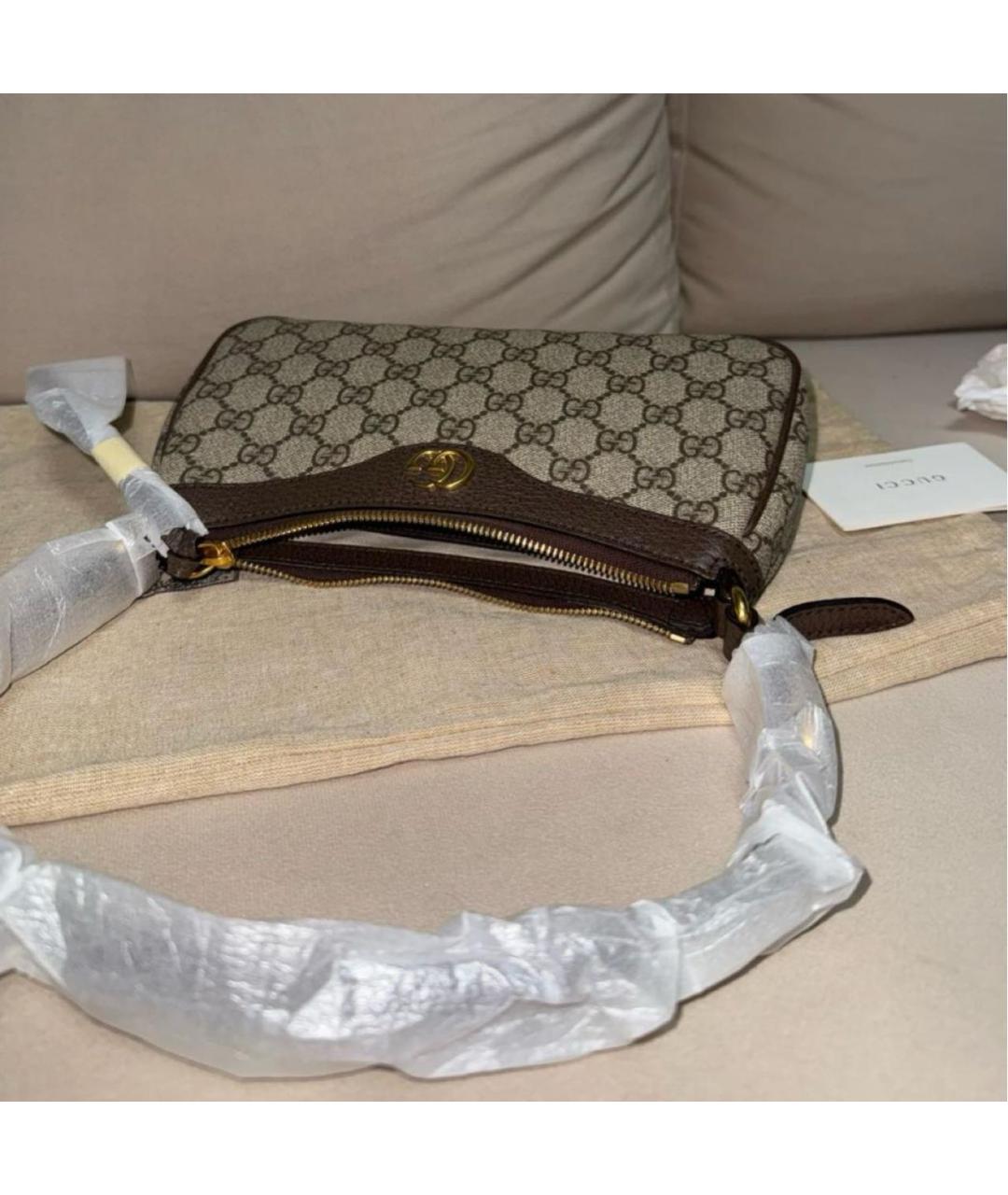 GUCCI Коричневая кожаная сумка через плечо, фото 4