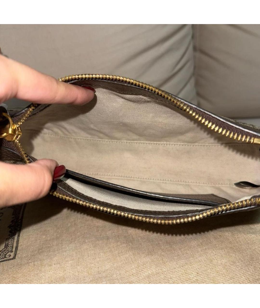 GUCCI Коричневая кожаная сумка через плечо, фото 5