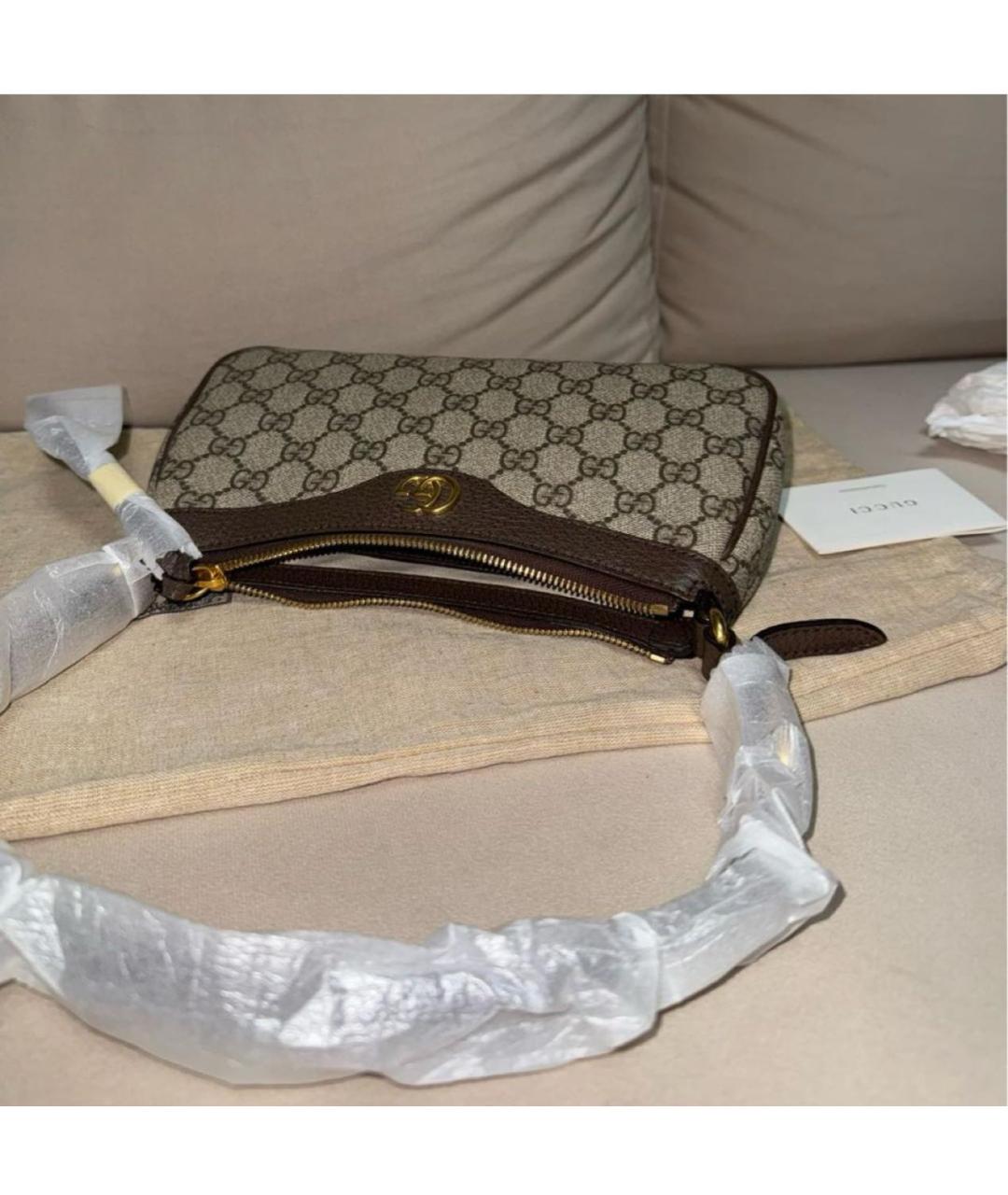 GUCCI Коричневая кожаная сумка с короткими ручками, фото 4