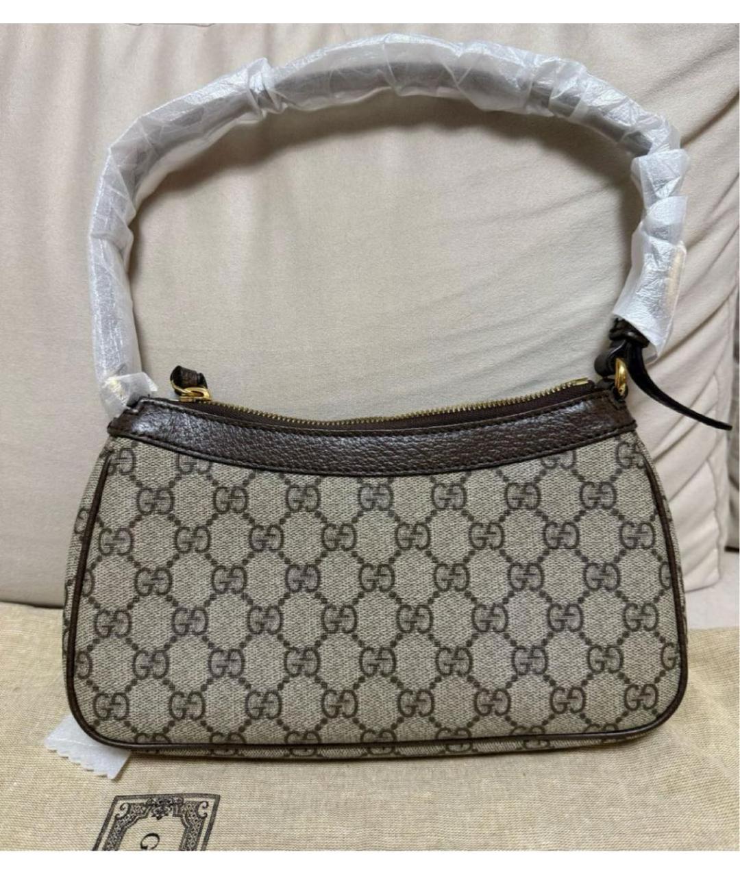 GUCCI Коричневая кожаная сумка с короткими ручками, фото 3