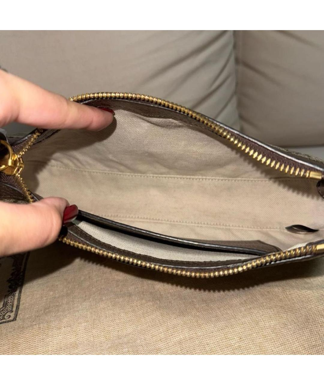 GUCCI Коричневая кожаная сумка с короткими ручками, фото 5